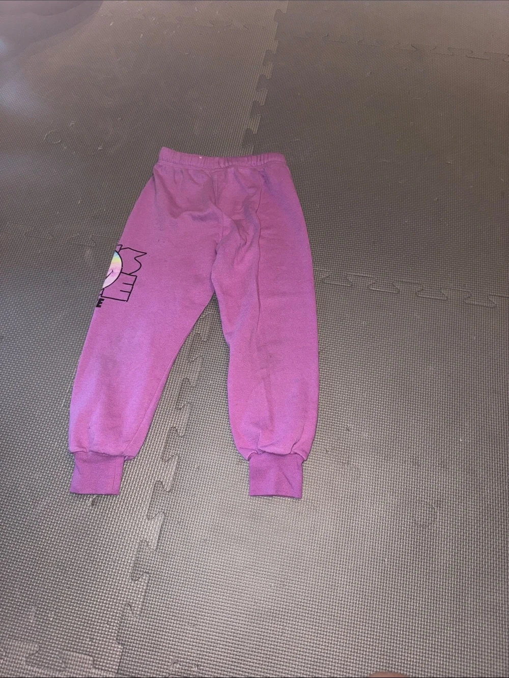 Justice Pink Purple Hoodie & Joggers Set with Smiley Patch